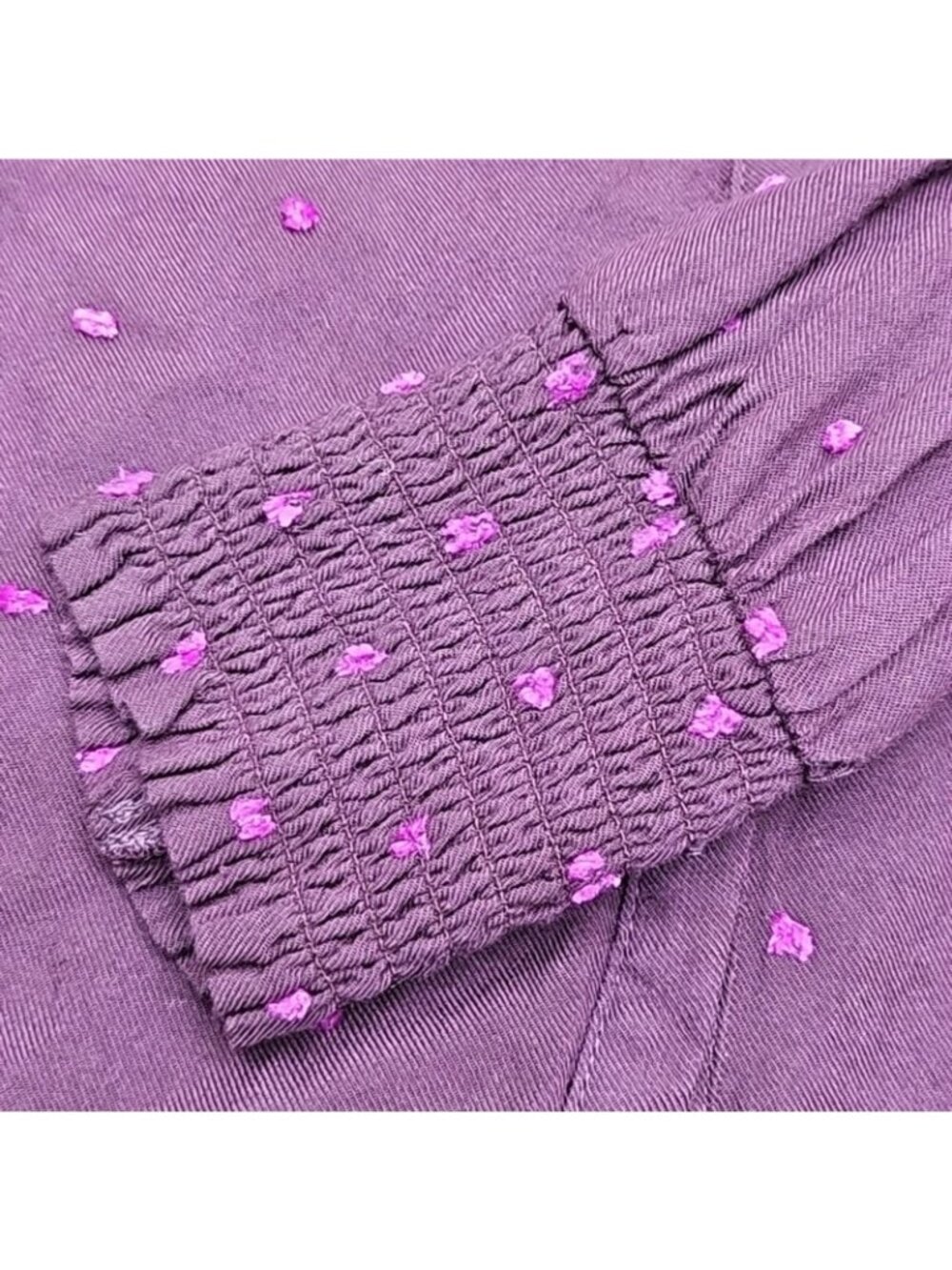 LOFT Womens Large Plum Purple Ruffle High Neck Prairie Victorian Cottagecore Top - Picture 8 of 9